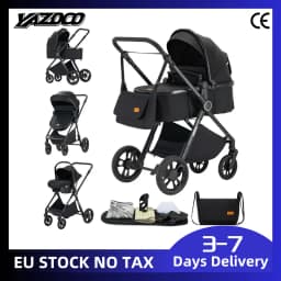 Portable Travel Carriage Baby Stroller 3-in-1, High Landscape View Aluminum Frame Pram, Lightweight Folding Pushchair for Newborn Outdoor Use