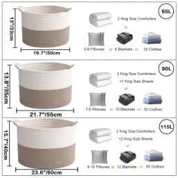 New Large Cotton Rope Basket, 83L Big Woven Storage, Blanket Organizers and Storage, Nursery Laundry Basket, Extra Large Toy Bin