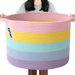 New Large Cotton Rope Basket, 83L Big Woven Storage, Blanket Organizers and Storage, Nursery Laundry Basket, Extra Large Toy Bin