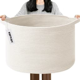 New Large Cotton Rope Basket, 83L Big Woven Storage, Blanket Organizers and Storage, Nursery Laundry Basket, Extra Large Toy Bin