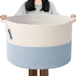 New Large Cotton Rope Basket, 83L Big Woven Storage, Blanket Organizers and Storage, Nursery Laundry Basket, Extra Large Toy Bin