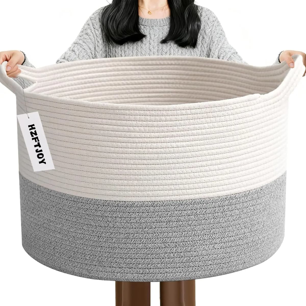 New Large Cotton Rope Basket, 83L Big Woven Storage, Blanket Organizers and Storage, Nursery Laundry Basket, Extra Large Toy Bin
