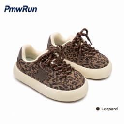 PU Leather Sport Shoes For Children Trend Fashion Leopard Kid's Sneaker Ergonomics Anti-slippery Running Footwear For Boys Girls