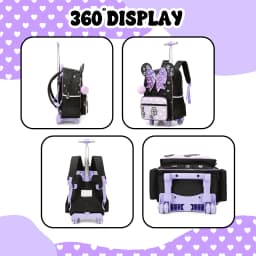 Backpack with Wheels for Girls Rolling Backpack Cute Carry on Backpack Kids Luggage with Lunch Box Pencil Case for Student