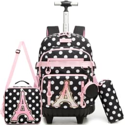 Rolling Backpacks for Kids Backpack for Girls with Lunch Bag Pencil Case 16.5" Kids Backpack with Wheels Roller Backpacks
