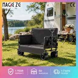 Foldable Camping Wagon Cart Heavy Duty 445LB Capacity All Terrain Wagon Collapsible Garden Cart Portable Outdoor Utility Cart Off-Road Tank Wheels Bench Sofa Wagon for Camping Fishing