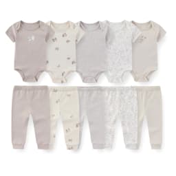 Cartoon Cute Unisex Baby 10-Piece Clothing Set Newborn Boy Girl Short Sleeve Bodysuits + Pants Four Seasons Infant Outfits