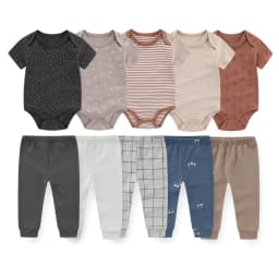 Cartoon Cute Unisex Baby 10-Piece Clothing Set Newborn Boy Girl Short Sleeve Bodysuits + Pants Four Seasons Infant Outfits