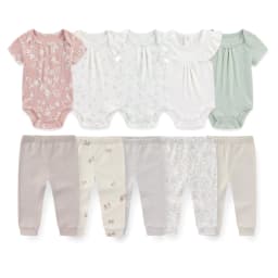 Cartoon Cute Unisex Baby 10-Piece Clothing Set Newborn Boy Girl Short Sleeve Bodysuits + Pants Four Seasons Infant Outfits