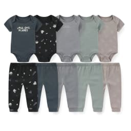 Cartoon Cute Unisex Baby 10-Piece Clothing Set Newborn Boy Girl Short Sleeve Bodysuits + Pants Four Seasons Infant Outfits