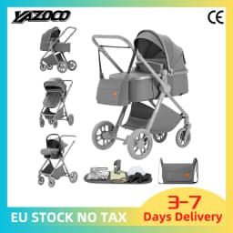 Collapsible Space‑Saving Raised View 3‑in‑1 Baby Buggy, Newborn Baby Carriage with Infant Safety Carrier, Breathable Warm‑Season Lightweight Aluminium Trolley