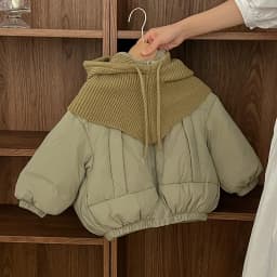 ZOETOPKID Winter Coat Kids Cotton Down Jacket New Children's Solid Color Matching Knitted Hat Thickened Warm Cotton Clothes