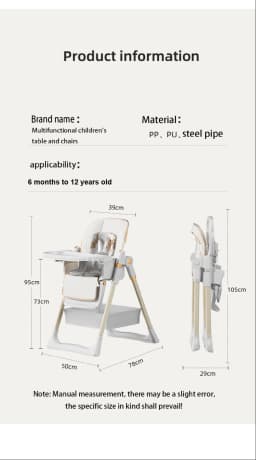 Baby High Chair Baby Dinner Table Chair Multi Functional Infant High Chair