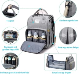 Wrap Backpack Baby Wrap Backpack Diaper Bag Multi-function Travel Backpack with Wrap Bays Multi-functional Water Repellent Stroller Straps Large Capacity Backpack for Travel