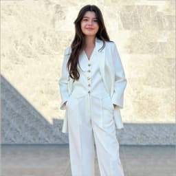 Girls White 3 Piece Suit Jacket Vest Pants Straight Single Breasted Kids Formal Wedding Birthday Party Children Elegant Outfit