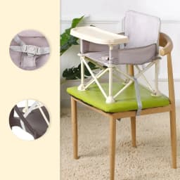 Foldable Portable Baby Booster Seat, Lightweight Travel Booster Chair for Babies 6 Months+, Toddler Feeding Seat with Removable Tray, Indoor Outdoor Dining Booster Chair