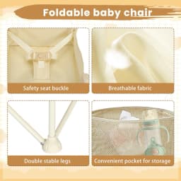 Foldable Portable Baby Booster Seat, Lightweight Travel Booster Chair for Babies 6 Months+, Toddler Feeding Seat with Removable Tray, Indoor Outdoor Dining Booster Chair