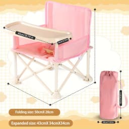 Foldable Portable Baby Booster Seat, Lightweight Travel Booster Chair for Babies 6 Months+, Toddler Feeding Seat with Removable Tray, Indoor Outdoor Dining Booster Chair