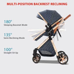 Light Baby Stroller 3-in-1 Baby Pram Can Sit and Recline With Car Seat Foldable Baby Pushchair Newborn Travel System for Air Travel and Long trip With Storage Basket Baby Buggy High landscape Baby Carriage