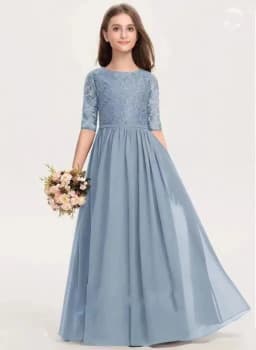 Kids Piano Long Stage Gown Guzheng Cello Performance Elegant Fashion Host Princess Dress Girls Summer Lace Short Sleeve Clothes