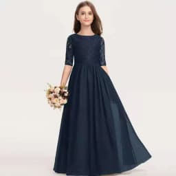 Kids Piano Long Stage Gown Guzheng Cello Performance Elegant Fashion Host Princess Dress Girls Summer Lace Short Sleeve Clothes