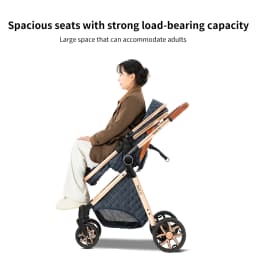 Luxury 3 in 1 Baby Stroller Set with 6 Free Gifts Mommy Bag Rain Cover Footrest Seat Cushion Portable Car Seat Reversible Sleeping Basket High Landscape Folding Newborn Infant Pushchair Shockproof Travel System Pram Set for 0-4 Years