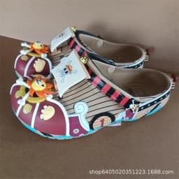 Thousand Sunny Vessel Printed Platform Clogs Adjustable Strap, Sun Figure Decor Breathable Hollow Slippers Indoor Outdoor Summer