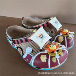 Thousand Sunny Vessel Printed Platform Clogs Adjustable Strap, Sun Figure Decor Breathable Hollow Slippers Indoor Outdoor Summer