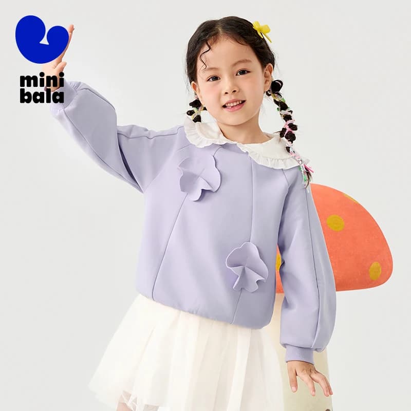 Mini Bala Girls' Sweatshirt 2025 New Spring Children Long Sleeve Baby Top