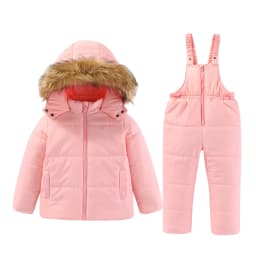 4-8T Kids Girls Ski Suits Hooded Snowboard Coats Children Winter Warm Pant Outdoor Sportwear Thick Cotton Snowboard Skiing Suit