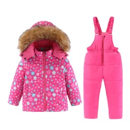 4-8T Kids Girls Ski Suits Hooded Snowboard Coats Children Winter Warm Pant Outdoor Sportwear Thick Cotton Snowboard Skiing Suit