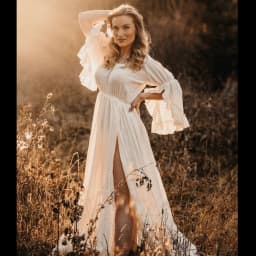 Boho Pregnant Dress Comfortable Linen Cotton One Shoulder Lace Long Sleeved Dress Photography Dress For Women