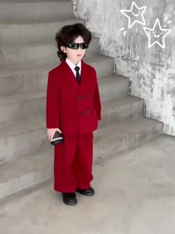 Boys Woollen Loose Blazer Jacket Pants Suits Kids Formal Dress Performance Casual Clothes Sets Child Toddler Party Leisure Suit