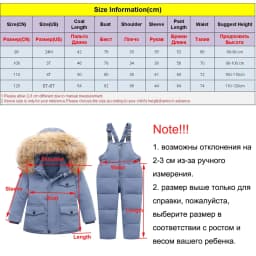 Winter Jackets for Kids Snowsuits Girl Duck Down Coat Boy Fur Collar Outerwear Children Suits insulated Overalls Baby Jumpsuits