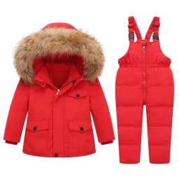 Winter Jackets for Kids Snowsuits Girl Duck Down Coat Boy Fur Collar Outerwear Children Suits insulated Overalls Baby Jumpsuits