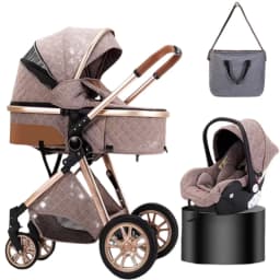 3 in 1 lightweight stroller, Good Quality Four Wheel foldable Baby Stroller With Bassinet And Car Seat,Suitable 0-3 Year Baby