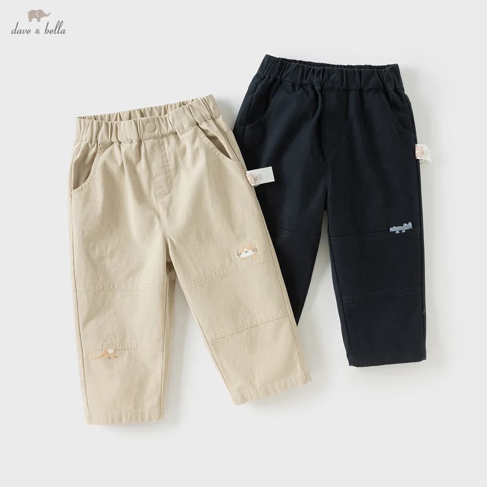 Dave Bella Children's Autumn Spring Pants Boys Elastic Waist Straight Pants Casual Sports Pocket Jogger Trousers DB3252500