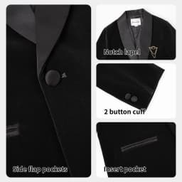 LOlanta 5Pcs Boys Christmas Velvet Formal Suits Kids Slim Tuxedo Set Classic Wedding Birthday Wear 3-12Years