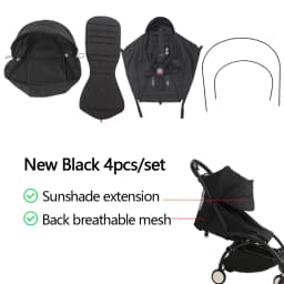 4pcs/set Stroller Accessories 175° Sunshade &Seat Cushion Sets Fit for Yoyo Yoyo2 Yoyo3 Yoya Waterproof UV-Protector