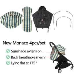 4pcs/set Stroller Accessories 175° Sunshade &Seat Cushion Sets Fit for Yoyo Yoyo2 Yoyo3 Yoya Waterproof UV-Protector