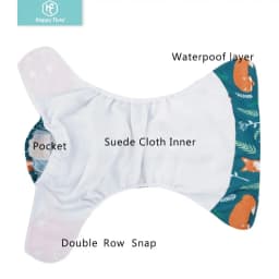 HappyFlute 8 diapers+8 Inserts Baby Cloth Diapers One Size Adjustable Washable Reusable Cloth Nappy For Baby Girls and Boys
