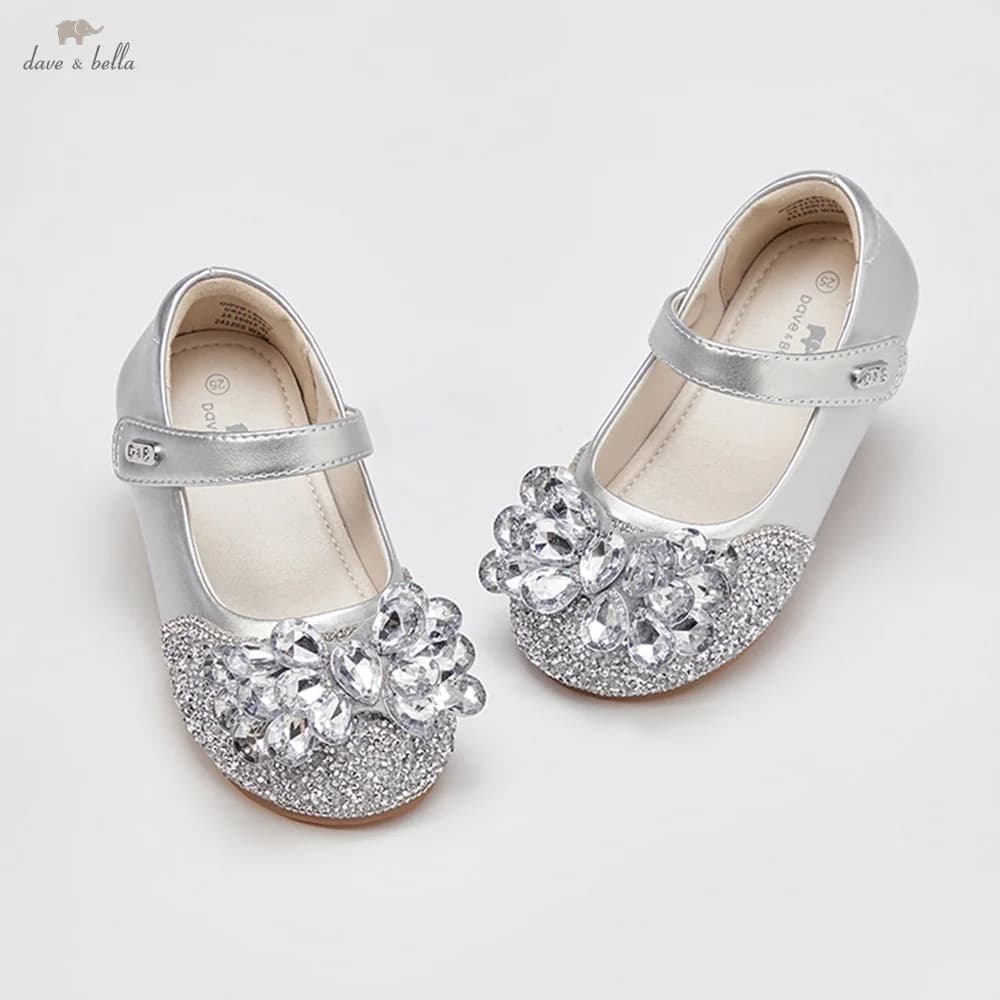 Dave Bella Children's Crystal Leather Shoes Sparkling Diamond Autumn Girl's Comfortable Princess Shoes Party DB3253452