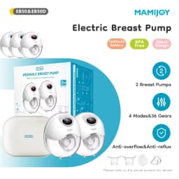 MAMIJOY Wearable Electric Breast Pump 4 Modes 36 Suction Levels Hands Free 35dB Low Noise Breast Pumps Breastfeeding EB50&EB50D