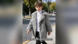 Gray Fox Fur Coat, Faux Fur Warm Coat, Eco-Friendly Fur Coat for Older Children, Warm and Windproof Coat for Boys and Girls, Mid-Length Mink Fur Coat with Double Side Pockets, Turn-Down Collar, Fashionable Commuter Coat, Versatile Fur Outerwear, New Autumn and Winter Model, New Year Gift Fur Coat