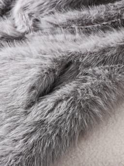 Gray Fox Fur Coat, Faux Fur Warm Coat, Eco-Friendly Fur Coat for Older Children, Warm and Windproof Coat for Boys and Girls, Mid-Length Mink Fur Coat with Double Side Pockets, Turn-Down Collar, Fashionable Commuter Coat, Versatile Fur Outerwear, New Autumn and Winter Model, New Year Gift Fur Coat