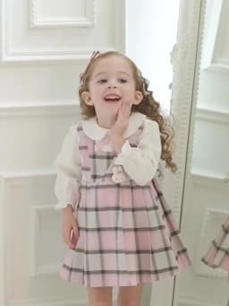 Dave Bella Children's Pure Cotton Dress Autumn Fashion Casual Girls Long Sleeved College Style Kids Plaid Dress Party DB3252638