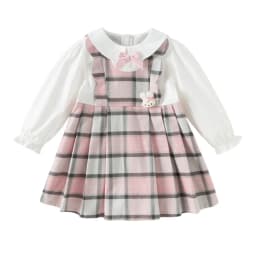 Dave Bella Children's Pure Cotton Dress Autumn Fashion Casual Girls Long Sleeved College Style Kids Plaid Dress Party DB3252638
