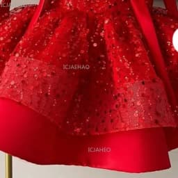 2026 New Red Girls Sequin Puffy Tulle Kids Princess Dress Children Formal Party Celebration Evening Gown Birthday Gown Dresses
