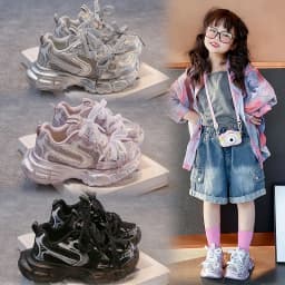 Children Basketball Shoes Shiny Glitter Kids Running Shoes Casual Soft Bottom 2025 Autumn New Students Sneakers Mesh Breathable