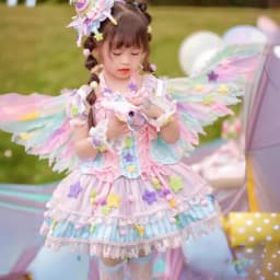 Summer Multicolor girl Backless Lolita Ball Gown Dress kid Princess Stripe Bow Birthday Party dresses Child Performance Clothing